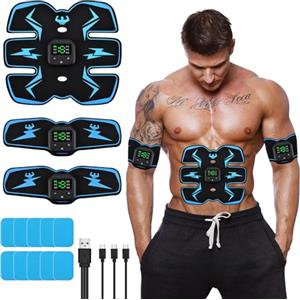 DUOJIN Elettrostimolatore Muscolare - EMS Elettrostimolatore Addominali,6 modalità e 19 intensità, Stimolatore Muscolare Glutei/Addome/Braccia/Gambe