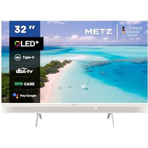 Metz 32 Pollici Smart TV QLED, 32MQE7100Z Televisione Portatile, Power-C (Compatibile con Power Bank), HDR10, dbx-TV, Dolby Audio, Chromecast, Controllo Vocale,Tuner DVB-T/T2/C/S/S2/Analogico