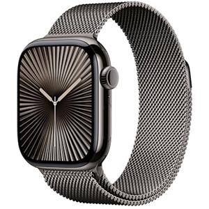 Apple Watch Series 10 GPS + Cellular 42 mm Smartwatch con cassa in titanio color Ardesia e cinturino Sport Loop Ardesia. Fitness tracker, app ECG, display Retina always-on, Carbon Neutral