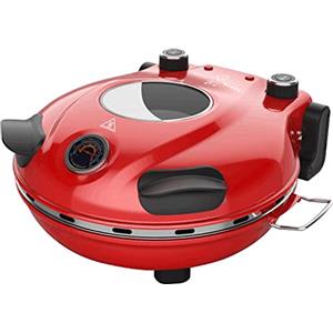 Klaif Forno Elettrico Per Pizza, 420℃, 1200 Watt, 5 Livelli Di Temperatura Regolabili Separatamente,Piastra In Pietra Resistente Alla Fiamma Da 31 Cm, Rossa