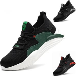 TOLHE Scarpe Antinfortunistiche Uomo Scarpe da Lavoro Donna Scarpe Sicurezza Leggere Scarpe da Cantiere S3 Sneakers Antinfortunistica Antiscivolo Moda Scarpe da Cucina Uomo Nero Grigio 37EU