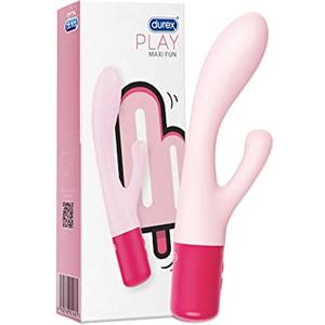 Durex Play Maxi Fun, Sex Toy, Massaggiatore Rabbit a Doppia Estremità, Vibratore per Stimolazione Combinata di Vagina e Clitoride, Waterproof