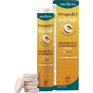 ERBA VITA Propoli Evsp® Effer Prop Effervescente integratore alimentare al gusto limone con Camu Camu per il benessere delle prime vie respiratorie - 20 Capsule in Tubo, 20 unità, 1