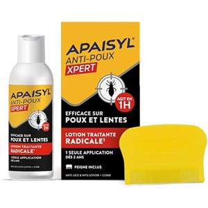 APAISYL, Lozione Anti-Pidocchi Xpert, Uccide 100% dei Pidocchi e delle Lendini in 1 ora, 1 sola Applicazione, Micro-emulsione brevettata, Pettine in offerta, 100 ml