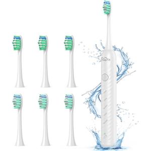 YteaTh Spazzolino Elettrico Sonico per Sbiancamento dei Denti - Spazzolini Elettrici Sonico per Adulti con 6 Testine, 5 Modalità, Ricarica Rapida e Utilizzo per 180 Giorni, Spazzolino Ultrasuoni, Bianco
