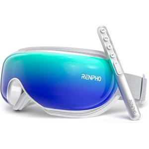 RENPHO Massaggiatore occhi con calore, RENPHO Eyeris 1 Maschera occhi con musica Bluetooth, rilassa e riduce l'affaticamento degli occhi, Massaggiatore riscaldato per occhi e viso