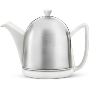 Bredemeijer 3510W - Teiera in maiolica Cosy Manto Rivestita in Acciaio Inox lucidato Isolato con Peltro, 1 litro, Colore: Bianco