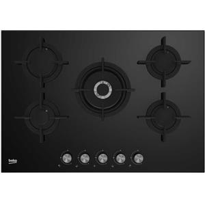 Beko Piano cottura a gas 5 fornelli 75 cm vetro nero wok centrale da incasso