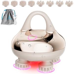 COMFIER Massaggiatore Cuoio Capelluto, Corpo Elettrico Massaggiatore Testa Impermeabile IPX7 con 8 testine e 3 modalità di massaggio, Massaggio per il corpo per alleviare lo stress (oro), regalo