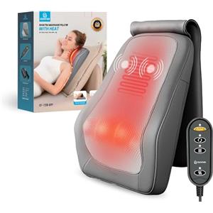 COMFIER Massaggiatore Shiatsu, massaggiatore cervicale con calore, massaggiatori Shiatsu 4D che impastano la schiena, sollievo dal dolore muscolare per il collo, la schiena, le gambe, regali (Grigio)
