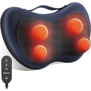 KNQZE Cuscino Massaggiatore Elettrico Cervicale per Collo e Schiena con Telecomando,Riscaldamento e Testine di Massaggio Rotanti,4 Nodi Shiatsu,Cuscino Massaggiante per Ufficio Casa,Regali per Donne Uomini