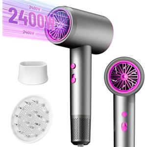 Oskuglin Asciugacapelli, Phon Capelli Professionale, 2400W Asciugacapelli da Viaggio, Bacchetta e diffusore concentratori tecnologia a ioni negativi, 3 velocità, 3 impostazioni di calore e aria fredda