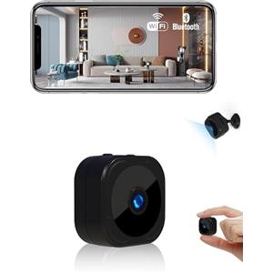 AOBOCAM Mini Telecamera WiFi Interno, Videocamera Sorveglianza 1080P, Visione Notturna, Rilevamento di Movimento, Controllo Remoto Con App (Black 1)