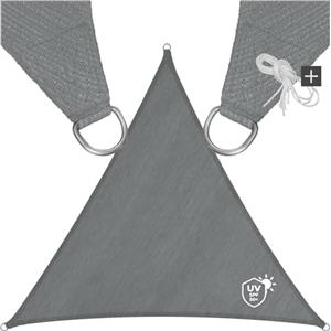 TecTake 800886 Tenda a Vela Solare Triangolare, Protezione Raggi UV, Telo da Sole + Set di funi di Tensione, Resistente e Traspirante, Giardino Terrazza, Grigio (Triangolare | 3 x 3 x 3 m | No.403889)
