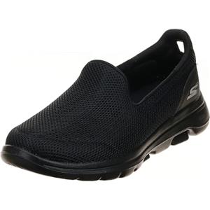 Skechers Go Walk 5, Sneaker Infilare Donna, Nero Black Textile Trim, 37.5 EU