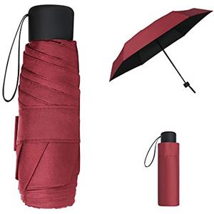 Vicloon Ombrello Pieghevole Antivento, Ombrello da Viaggio Portatile Leggero Compatto, Protezione Pioggia e UV Ombrello per Uomo e Donna Tascabile Adatto per Attività All'aperto (Vino Rosso)