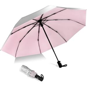 HEXSOLID 105CM/92CM Ombrello Pieghevole Antivento Pioggia da Viaggio Ombrello Automatico Nero Ombrello Piccolo Portatile da Anti UV Resistente al Vento All'acqua Ombrello da Sole UPF>50+ 8 Ossa