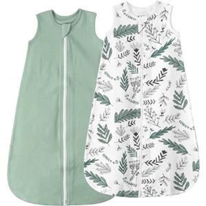 LILBESTIE Sacco Nanna 0.5 Tog Sacco Nanna Primavera Estivo 12-18 Mesi 100% Cotone Sacco Nanna 2 Pezzi Verde e Foglie