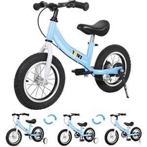 Ybike 2 in 1 Bicicletta Senza Pedali,Funzione a Doppio Uso Bici Senza Pedali, Adatto Per Bambini da 2 a 7 Anni, 12, 14, 16 Pollici Con Freno, Pedale, Teoria Di Formazione