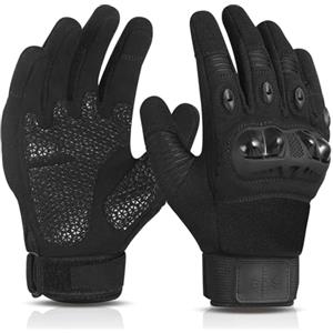 WESTWOOD FOX Guanti da Moto per Uomo Donna, Guanti da Moto Touch Screen Traspiranti con Dita Intere per Ciclismo su Strada, ATV MTB, Corsa, Ciclismo, Escursionismo, Gare di Motocross (Nero, M)