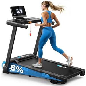 Merach Tapis Roulant Elettrico con Inclinazione, 2.5HP Tapis Roulant Pieghevole con Pendenza, 0.8-12km/H Walking Pad, Treadmill 136KG, Salvaspazio per Casa e Ufficio, Palestra Casa, Display LED