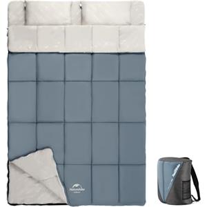 Naturehike Sacco a Pelo Estivo Matrimoniale Ultraleggero Porta un Cuscino 5-15°C 4 Stagioni(215x145cm) Sacco a Pelo per il campeggio e le escursioni (Blu)