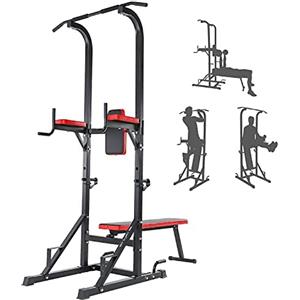 ISE Power Tower&Panca Regolabile Palestra, Stazione Fitness Multifunzione&Sbarra Trazioni, Chin Up Pull UP Station, Dip Station, Trazioni&Panca Piana, Rack Trazioni/Palestra Multifunzione Casa, 120KG