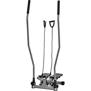HOMCOM Stepper Fitness Casa con Manubrio e Bande Elastiche, Monitor LCD e Piedini Antiscivoli, Stepper in Acciaio e ABS, per Allenamento a Casa e Palestra, 54x40x135 cm, Argento e Nero