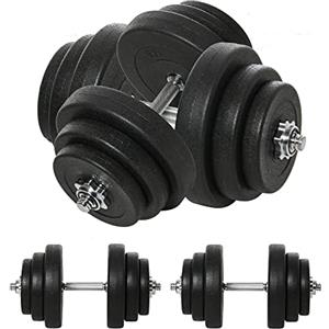 Aosom HOMCOM Set Manubri Palestra 40kg (4x5kg, 4x2.5kg, 4x1.5kg), Pesi Palestra con 12 Dischi da 1.5kg, 2.5kg, 5kg, Փ25mm, per Allenamento a Casa