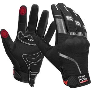 KEMIMOTO Guanti Moto Uomo, Guanti Moto Estivi con Protezione Caviglia, Guanti Moto Touch Screen, Guanti Moto Omologati per Moto, Ciclismo, Campeggio, Outdoor e Attività Sportive M