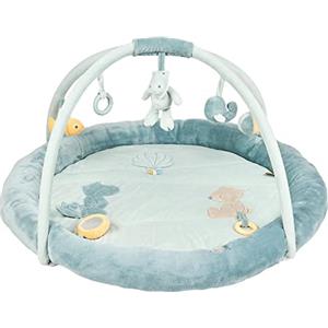 Nattou- Romeo, Jules & Sally Tappeto da Gioco, Colore Blu, Playmat + Arch + Extra Padded Edge (90 cm), 950268
