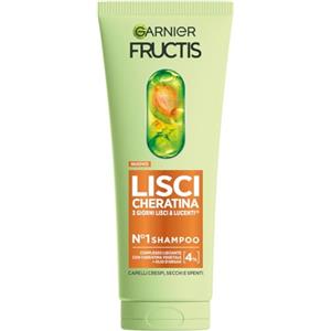 Garnier Fructis Shampoo, Per Capelli Lisci e Lucenti a Lungo, Effetto Anti-Crespo, Trattamento Lisciante alla Cheratina Vegetale e Olio di Argan, Lisci Cheratina, 200 ml