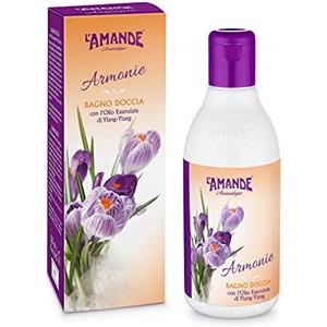L'AMANDE - Bagnoschiuma Donna dai Sentori Fioriti e Agrumati, Docciaschiuma Gel Detergente e Idratante Corpo, Bagno Schiuma Delicato e Naturale ad Azione Energizzante ed Emolliente - Armonie, 250 ml