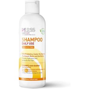 SLESS HAIRCARE Shampoo senza solfati per uso quotidiano 250 ml | Prebiotici per la cura del cuoio capelluto, olio di ricino e cheratina| 88% ingredienti naturali per capelli morbidi e lucidi | Sless Haircare