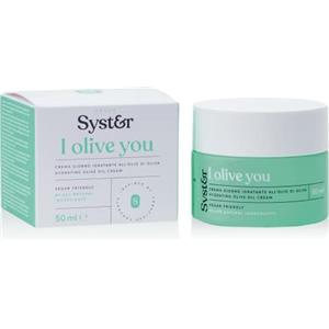 Syster - Crema viso giorno idratante - Crema viso illuminante - Contiene microperle di olio di Oliva - Vegan, Made in Italy, Senza Parabeni e Siliconi - 50ml