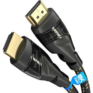 KabelDirekt - Cavo HDMI 8K/4K - 2 m - 8K@60Hz (rame extra per Ultra HD veloce, rivestimento in nylon, 4K@120Hz/8K@60Hz - High Speed HDMI con Ethernet, Blu-ray/PS5/XBO Serie X/Switch, nero)