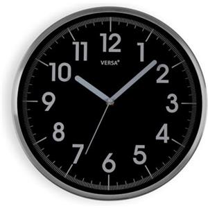 VERSA Natxitua Orologio da Parete Decorativo per Cucina, Soggiorno o Sala da Pranzo, Stile Semplice e Tradizionale, Misure (Al x L x P) 30.5 x 30.5 x 4.3, Colore Nero e Argento.