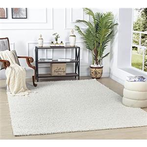 Livabliss Tappeto Shaggy Home Ampio Tappeto Salotto Moderno, Sala da Pranzo, Morbido Tappeti Shaggy per Camera da Letto, Motivo Astratto Berbero Peloso, leggera da Pulire, 100x200 cm Bianco