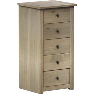 Vida Designs Panama - Cassettiera Stretta con 5 cassetti, in Legno di Pino massello di Rovere Naturale