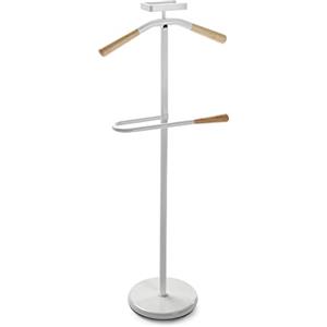 VERSA Cham Servo Muto Moderno e Multifunzionale, Appendiabiti Indossatore per Camera da Letto e Spogliatoio, Misure (A x L x l) 108 x 44 x 25 cm, Metallo, Colore Bianco e Legno