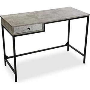 VERSA Jack Scrivania per Computer e Scrittoio Salvaspazio, Piccolo Tavolo da Ufficio, Salotto o Studio di Casa, con cassetto, Misure (A x L x l) 76 x 48 x 110 cm, Legno e Metallo, Colore Grigio