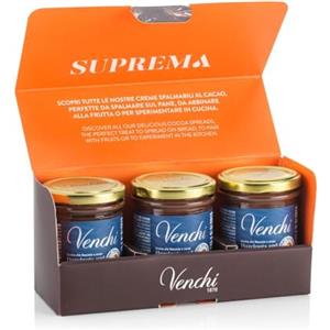 Venchi - Kit Crema Spalmabile NO Zuccheri Aggiunti - Set 3 Vasetti - Con 