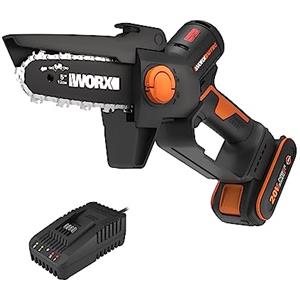 WORX Nitro Mini Motosega potatore a batteria WG325E, Motore Brushless, lubrificazione automatica, leggera e compatta, Motosega Elettrica, PowerShare 20V, con batteria e caricabatterie