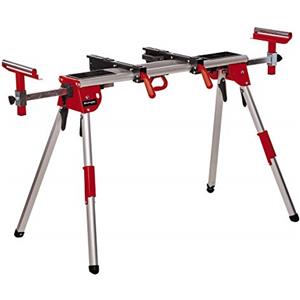 Einhell Originale Einhell MSS 1610 Banchetto universale estensibile per troncatrici (in alluminio, alt. 85 cm, lungh. Max 161 cm, max 100 kg, vano porta utensili, regolaz. piedini, rulli di scorrimento)