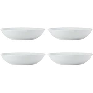 Mikasa Chalk Set di 4 piatti fondi in porcellana bianca, per l'uso quotidiano e formale, 23cm - Adatto a microonde e lavastoviglie
