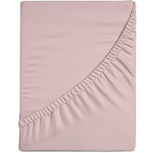 hermet Lenzuolo Sotto Con Angoli Per Letto Matrimoniale, Lenzuolo Sotto Con Angoli Tinta Unita, Elasticizzato sui 4 Lati, 100% Jersey di Cotone, 170/180x190/200 cm, Rosa