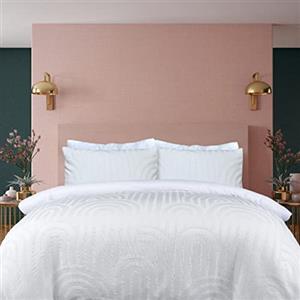 Sleepdown Set di biancheria da letto con copripiumino e federe trapuntate con arco, motivo geometrico, morbido, facile da pulire, matrimoniale (200 cm x 200 cm), 5.05624E+12