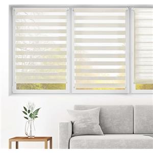 Blindecor Indus Sensa attrezzi | Tenda a rullo a doppio strato senza perforazione | Colore Lino 80 x 150 cm (Larghezza x Altezza) | Dimensioni del tessuto 77 x 145 cm