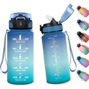 KollyKolla Borraccia 500ml , Bottiglia con Cannuccia, Borraccia con Indicatore del Tempo Motivazionale, Bottiglia Riutilizzabile, a Prova di Perdite, Borracce per Bambini, Sport, Scuola, Gym, Ufficio, Yoga