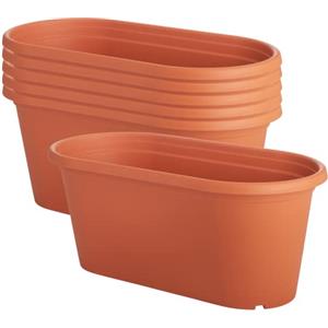 Clever Pots, Fioriera da Balcone con Fori di Drenaggio, Lunghezza 50cm, Vaso da Esterno e Interno, Plastica, Resistente Alle Intemperie, Colore Terracotta, Set di 6 vasi
